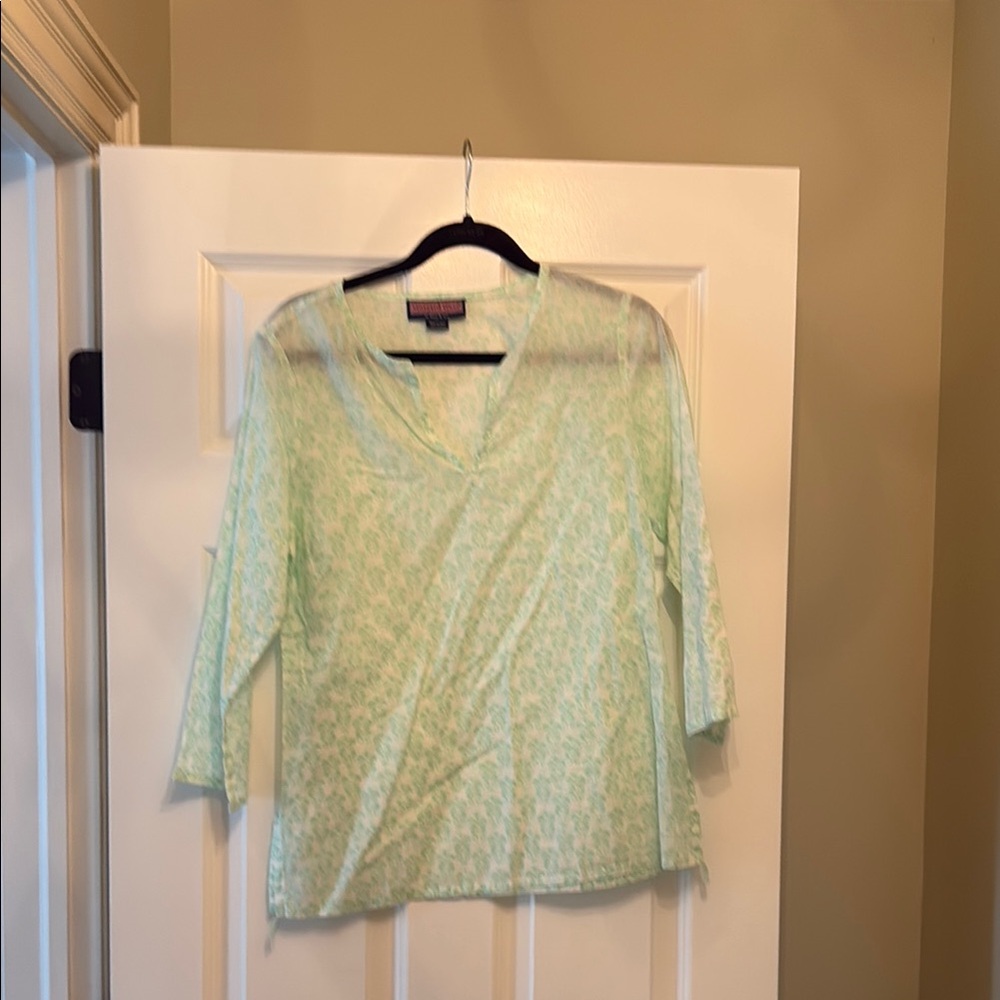 Vineyard Vines Green Blouse with Three-Quarter Sleeves
